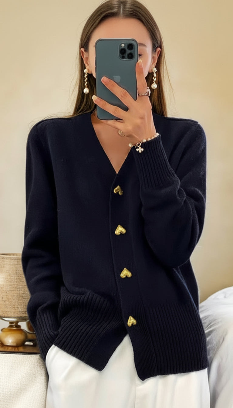 Heart Charm Knit Cardigan